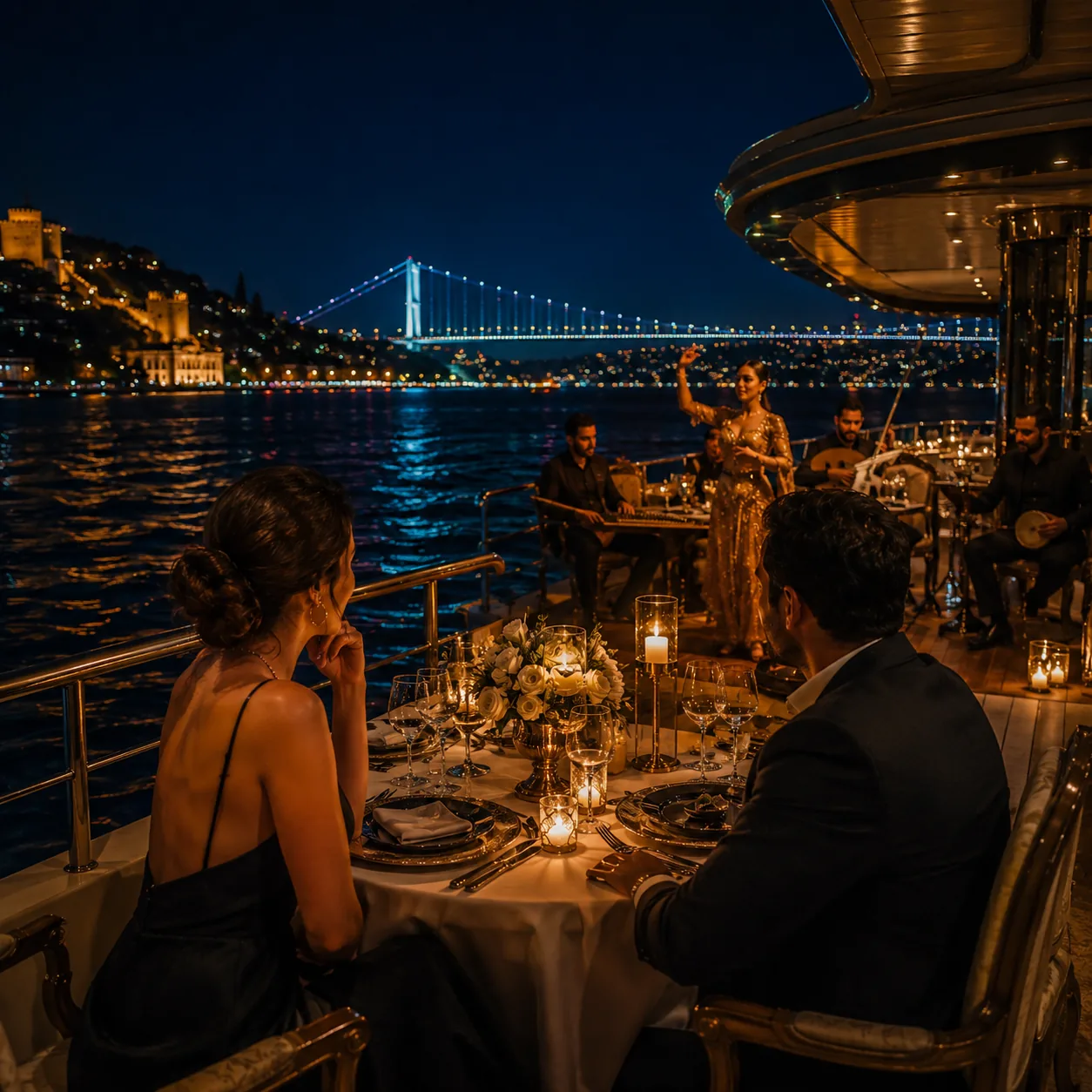 Bosphorus dinner cruise at dusk